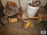 2 Metal tables wheelbarrow wells, hinges, etc.