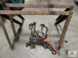 Chain wrench, saw horses, chains