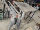 Steel table, steel stand, 2 saw horses
