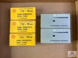 {186} Flat of ammo: (3) boxes of Norinco 7.62x39mm, (2) boxes of MagTech 9mm Luger