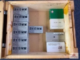{154} Wooden ammo crate containing (17) 50-rd boxes of misc. 9mm Luger ammo