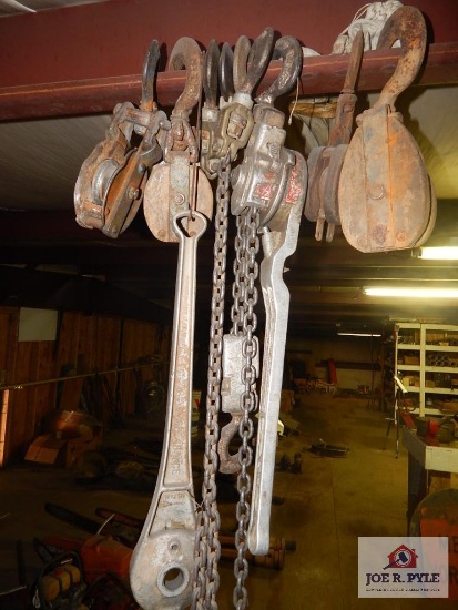 1 Chain come along and 4 pullies