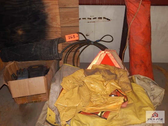 Cable signs, rain gear, etc.