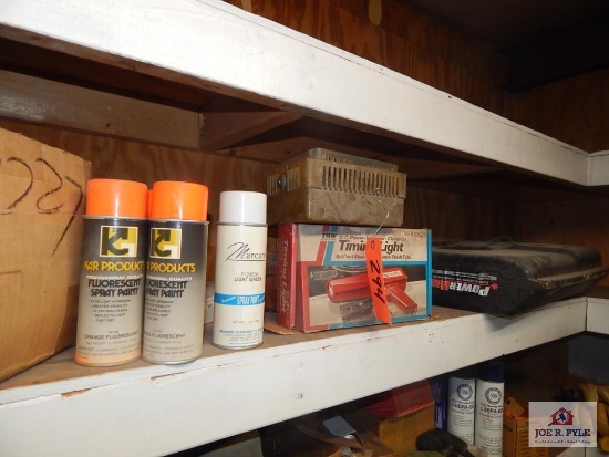 1 Shelf of marking paint, timing light, etc.