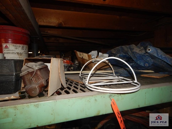 Lot of chain saw parts, chain binder & buckets