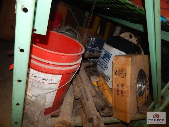 Lot of buckets, chains, drive shaft, etc.