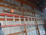 24' Fiberglass ladder & wooden extension ladder