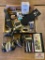 Lot of sportsman items including ear muffs, knife set, rat tail file, etc.