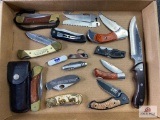 Flat of Various Knives: folding blade hunters, fixed blade hunters, etc.