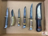 Flat of Vintage Fixed Blade Hunting Knives