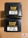 Two boxes of Nosler Jacketed Handgun bullets