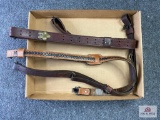 Three leather rifle slings with QD connectors
