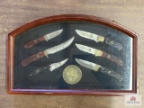 NWTF Knife Set in glass/wood presentation case (glass broken)