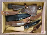 Flat of misc. knife sheaths