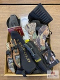 Misc. lot including knife set, scope covers, etc.