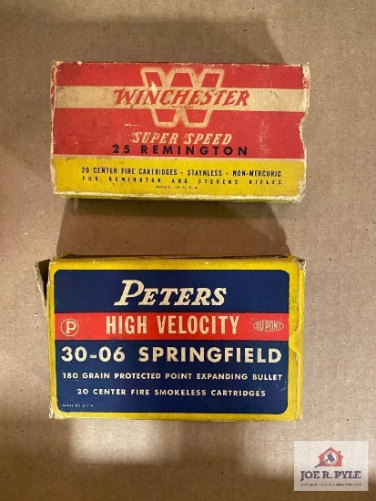 Lot of 2 "Classic" ammo boxes: (1) .30-06 Peters (2) Winchester .25 Rem