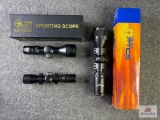 Three Rifle Scopes: Sun Optics 3-9x40, Target Sports Tactical 3-4x42, Unknown Brand 4x28