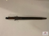 Sword type bayonet w/ leather scabbard