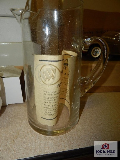 Signature handblown glass Buick pitcher w/ applied glass handle