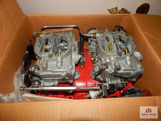 66 Riviera intake manifold w/ two -4 barrel carburetors (new in box)