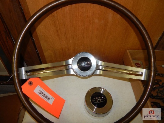 Wooden Buick Riviera steering wheel w/ extra center button