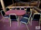 Lot wood table & 11 metal chairs