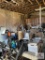Contents of shed: Barware, glassware, Banquet SS servers, racks, wood table, etc