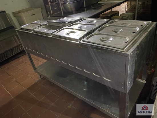 5' stainless steel prep table with 12 food containers