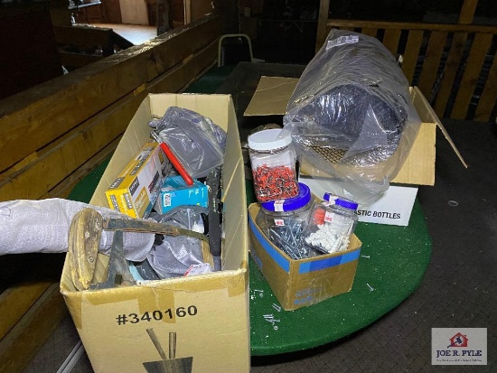 Room lot: 3 tables, construction supplies, 2 chairs, ceiling lamp, etc