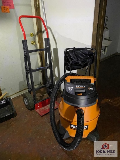 Lot Ridgid SNR Shop Vac & dolly hand truck