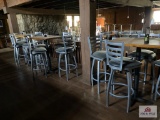 3 high dining table and 12 metal bar stools