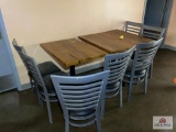 2' & 3' wood tables & 7 metal chairs