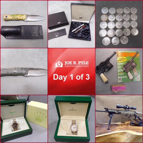 Day 1/3 Luxury Watches, Guns, Silver, Coins, Pens