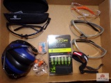 Flat of misc safety gear to include ear protection and safety glasses