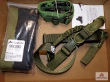 Flat of gun slings, belts, holtser and misc bags