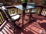 High Top glass and metal table with 2 chairs