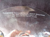 Bernard L. Madoff etched glass bowl from NASDAQ, has 2 chips in outer edge