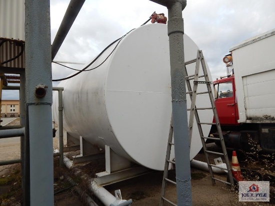 Large white 10,000-gallon tank on skids