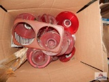 4 Boxes misc. Ford parts: Tail light, steering wheel ?, etc.