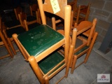 4 Wooden padded chairs