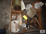 Contents of wood crate: Oxyacetylene hoses, rope, etc.