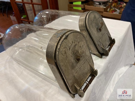 2 Panay horizontal store counter display jars 11" x6" x 8"