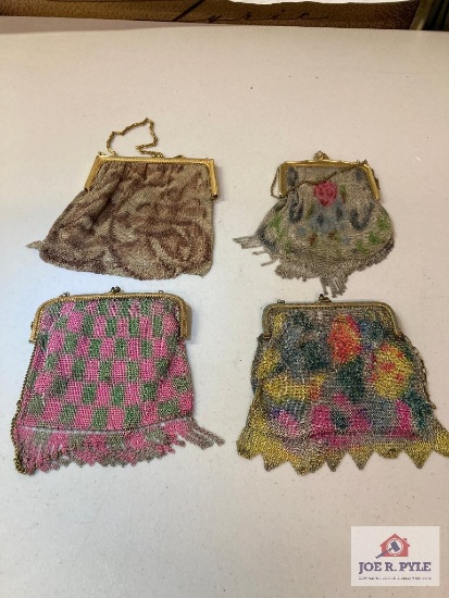 4 vintage ladies metal mesh purses
