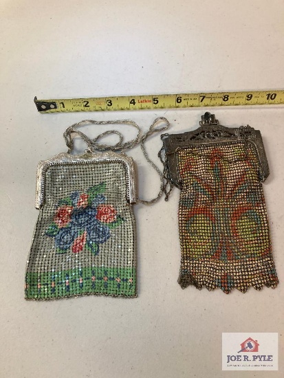 2 vintage ladies enameled purses