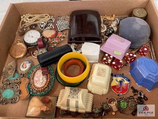 Costume jewelry rings some 10K, necklaces, pins, etc