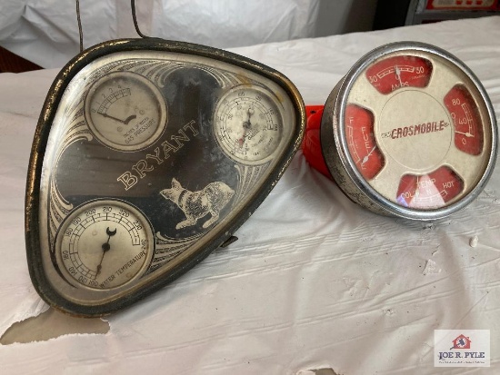 Bryant boiler gauge and Crosmobile gauge(Crosley English export)