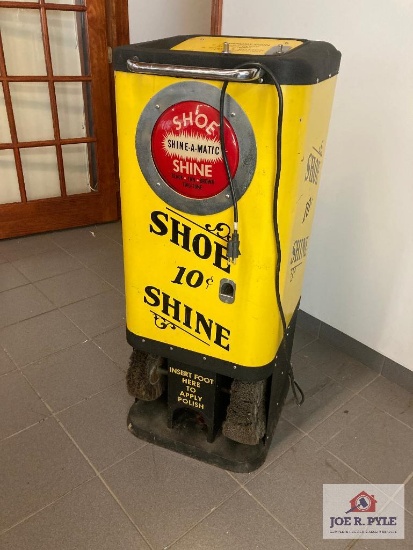 Shine-A-Matic 10 cent shoe shine machine 45" x 18" x 18" no keys, tested