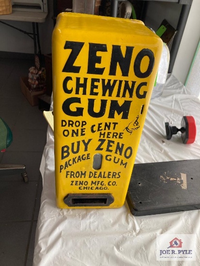 Zeno 1 cent chewing gum vending machine 17" x 7" x 5 1/2", as found