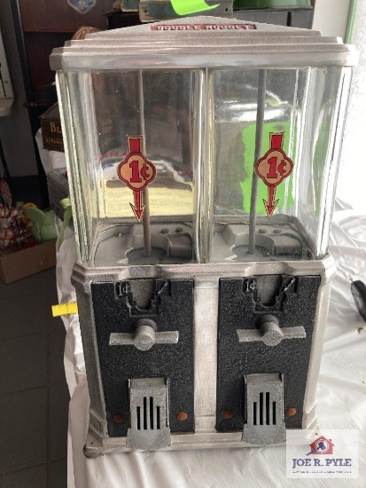 Double Nugget twin 1 cent vending machine 17" x 10" x 6", no keys