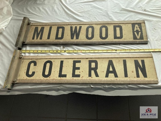 Colerain and Midwood metal street signs 31" x 9"